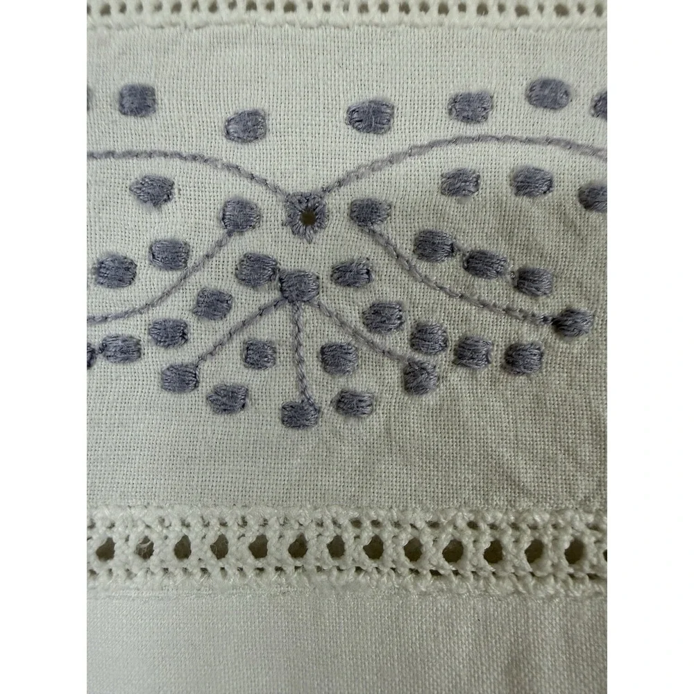 Cafe Curtain Set‎ Panels White Embroidered Lavender Cottage Shabby Farmhouse 4